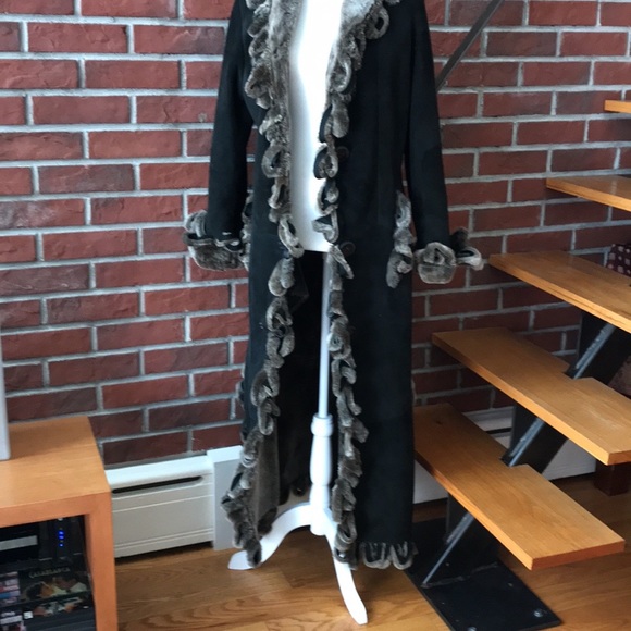 ❤️SOLD❤️Denimax Shearling Long Coat Loops Details Size L - Picture 14 of 16